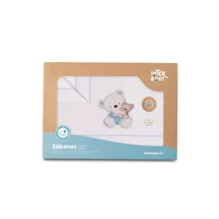 Triptico Sábanas cuna de 120*60 Osito Bco/Az