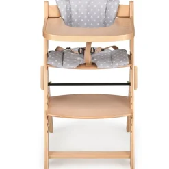 Trona madera plegable con cojín Full Gris