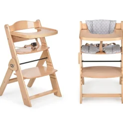 Trona madera plegable con cojín Full Gris