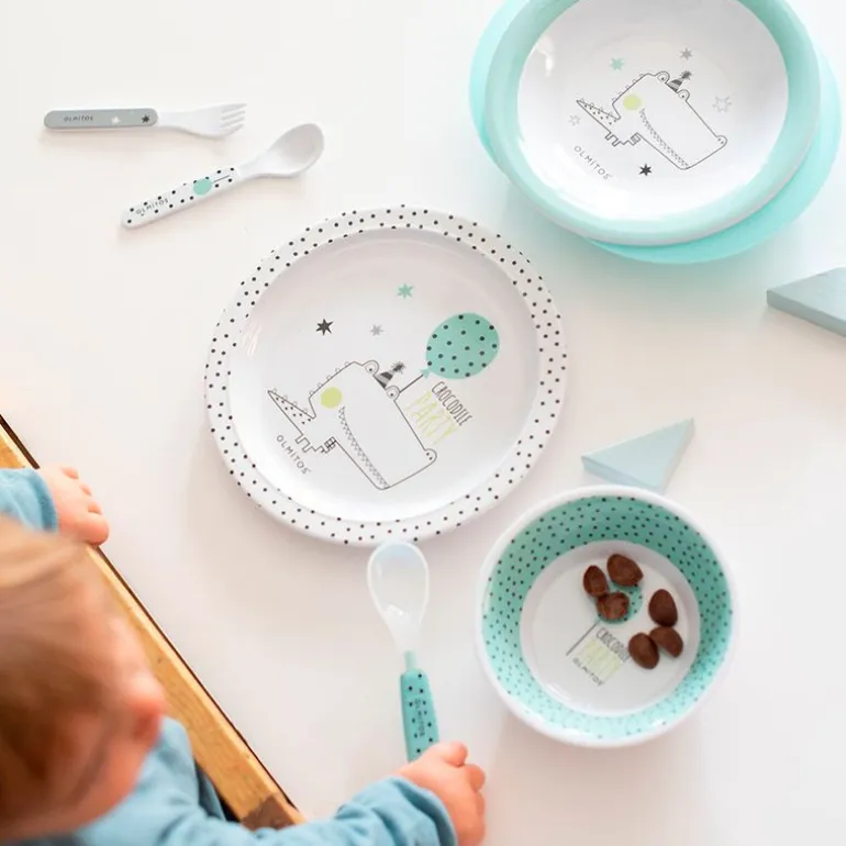 Vajilla con Plato Térmico Cocodrilo