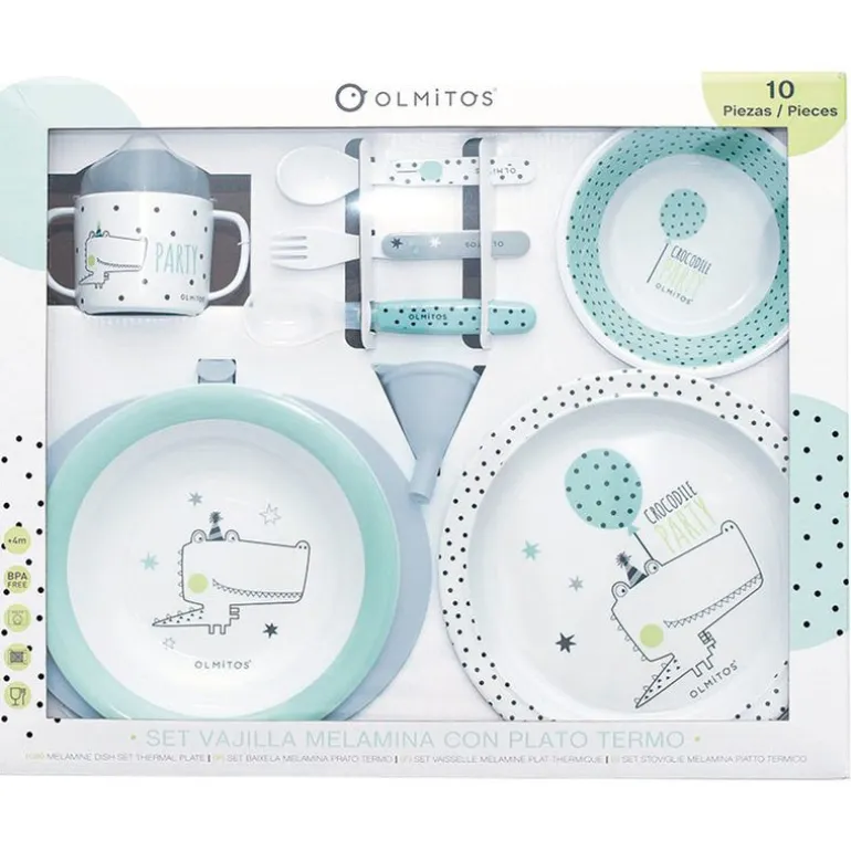 Vajilla con Plato Térmico Cocodrilo