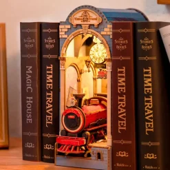 Viaje en el Tiempo Maqueta Madera Book Nook Sujetalibros